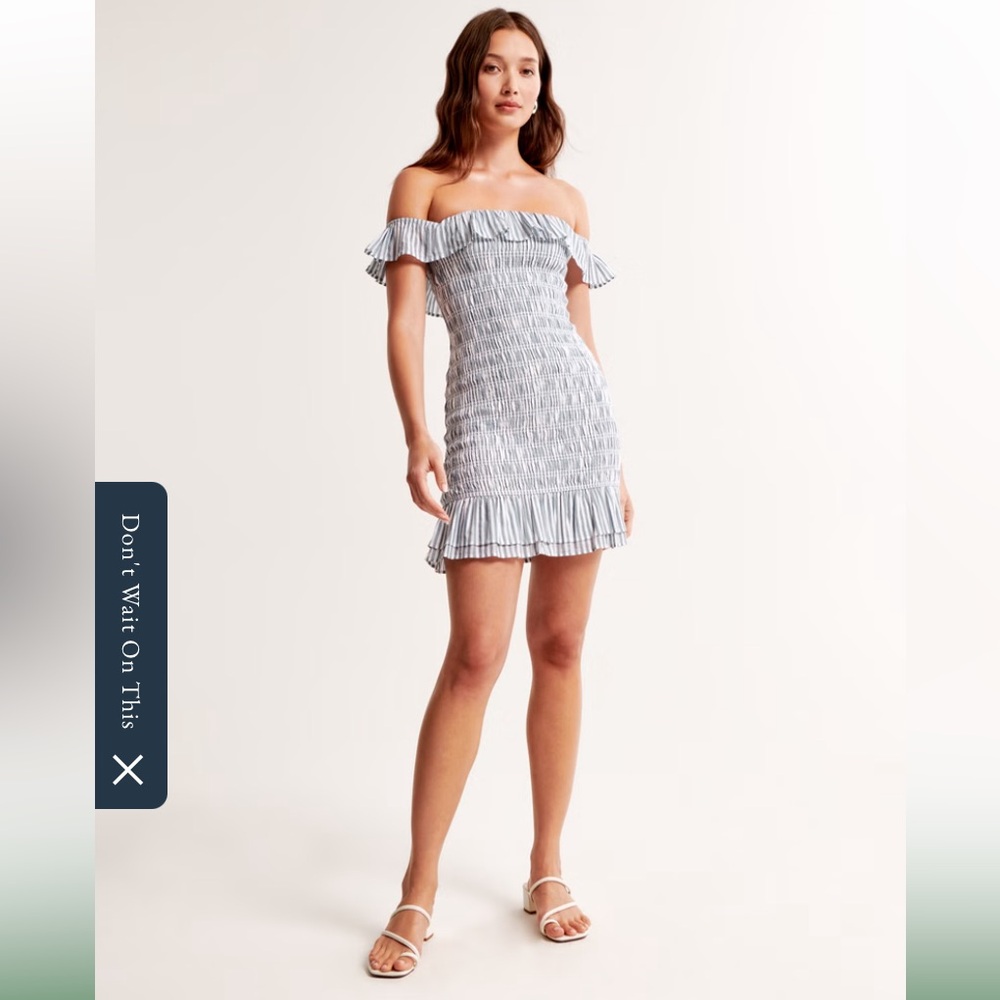 Abercrombie & Fitch Off The Shoulder Smocked Mini Dress